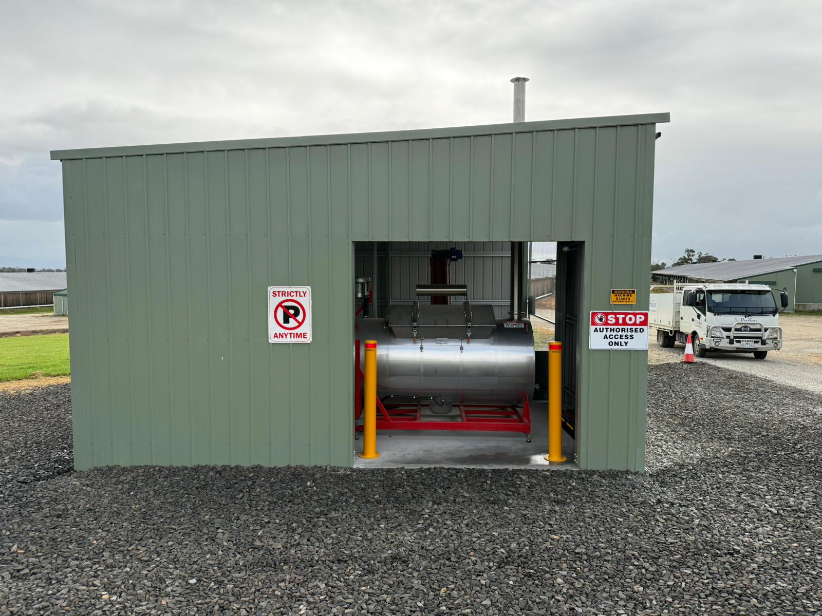 Dedicated operating area — A practical on-site structure close to the poultry operation