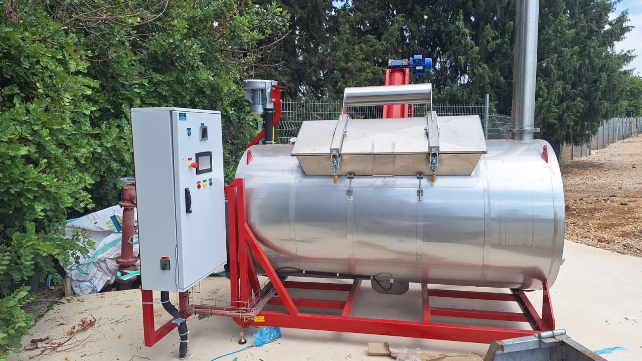 MAOF poultry mortality dehydrator installed outdoors